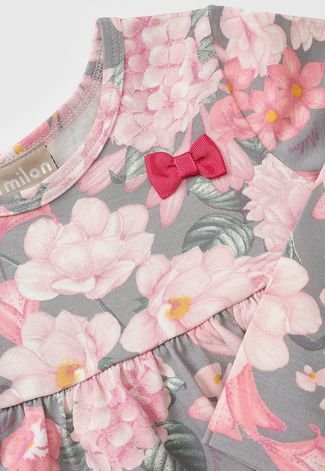 Vestido Milon Infantil Floral Cinza/Rosa