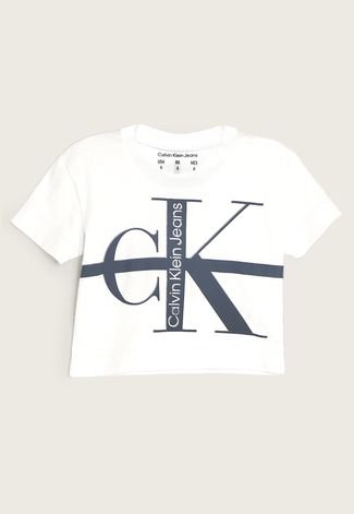 Camiseta Infantil Calvin Klein Kids Logo Full Branca