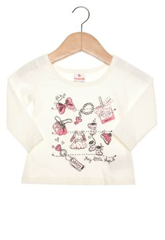 Camiseta Brandilli My Little Shop Infantil Branco