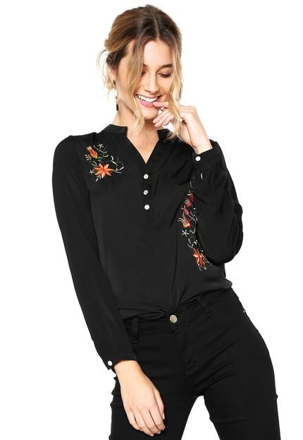 Blusa Acrobat Bordada Preta - Marca Acrobat