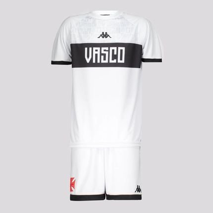 Kit Infantil Kappa Vasco Supporter 2024 Branco e Preto - Marca Kappa