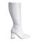 Bota Feminina Cano Longo Salto Triângulo Croco Off White Lançamento - Marca Carolla Shoes
