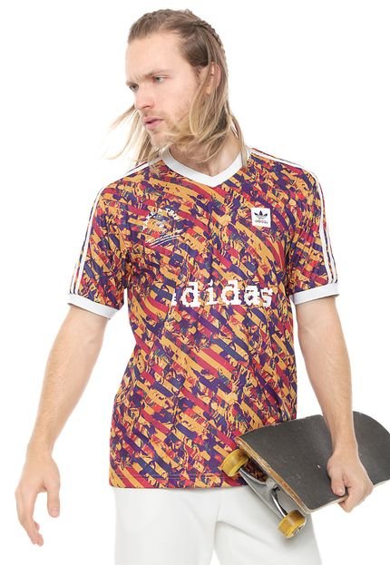 Camiseta adidas Skateboarding Jersey Aop Club 1 Caramelo/Roxa - Marca adidas Skateboarding