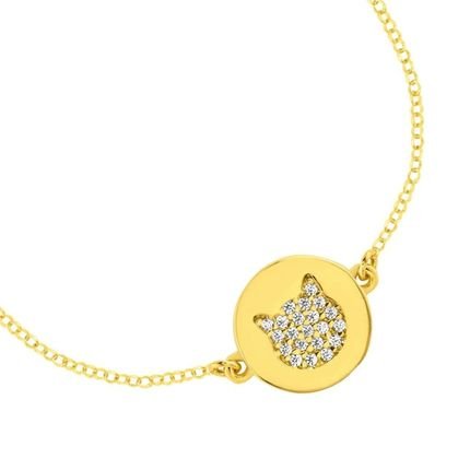 Pulseira Life Gatinho Animal II Prata Banho em Ouro Amarelo Cravejado - Marca Life by Vivara