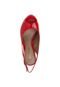 Sandália Dumond Chanel Meia-Pata e Salto Metalizado Vermelha - Marca Dumond