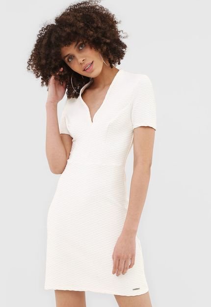 Vestido Colcci Curto Texturizado Off-White - Marca Colcci