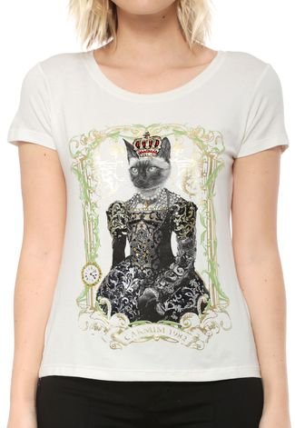 Camiseta Carmim Queen Cat Off-white