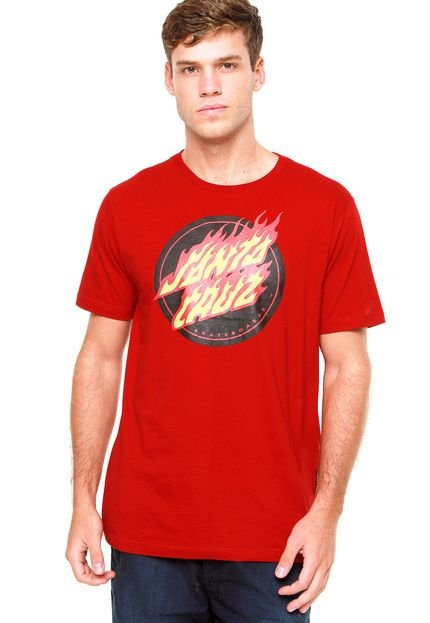 Camiseta Santa Cruz Flaming Dot Vermelha - Marca Santa Cruz