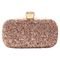 Bolsa Clutch Liage Festa Metal Glitter Brilho Strass Pedraria Pedra Dourada Rose Bronze - Marca Liage