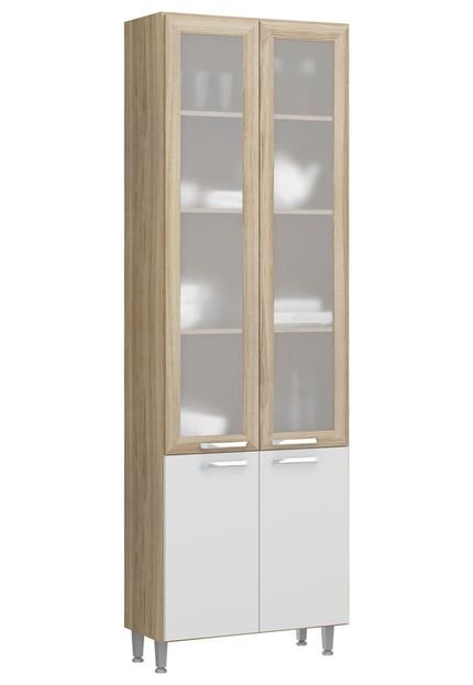 Paneleiro 4 Portas e Vidro Toscana Argila e Branco-Texturizado Multimóveis - Marca Multimóveis