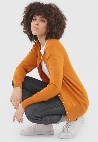 Cardigan Bobstore Tricot Liso Caramelo