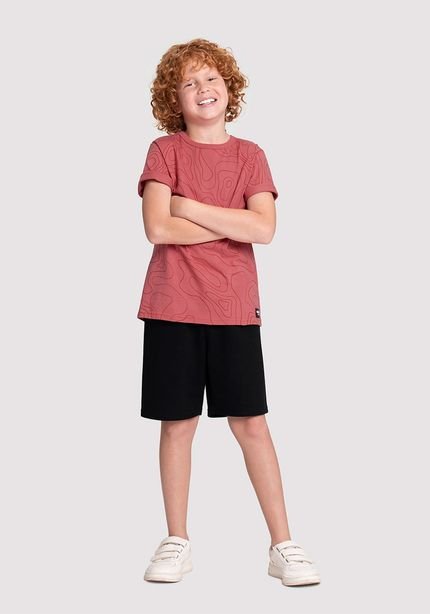 Conjunto Infantil com Camiseta Estampada e Bermuda - Marca Alakazoo