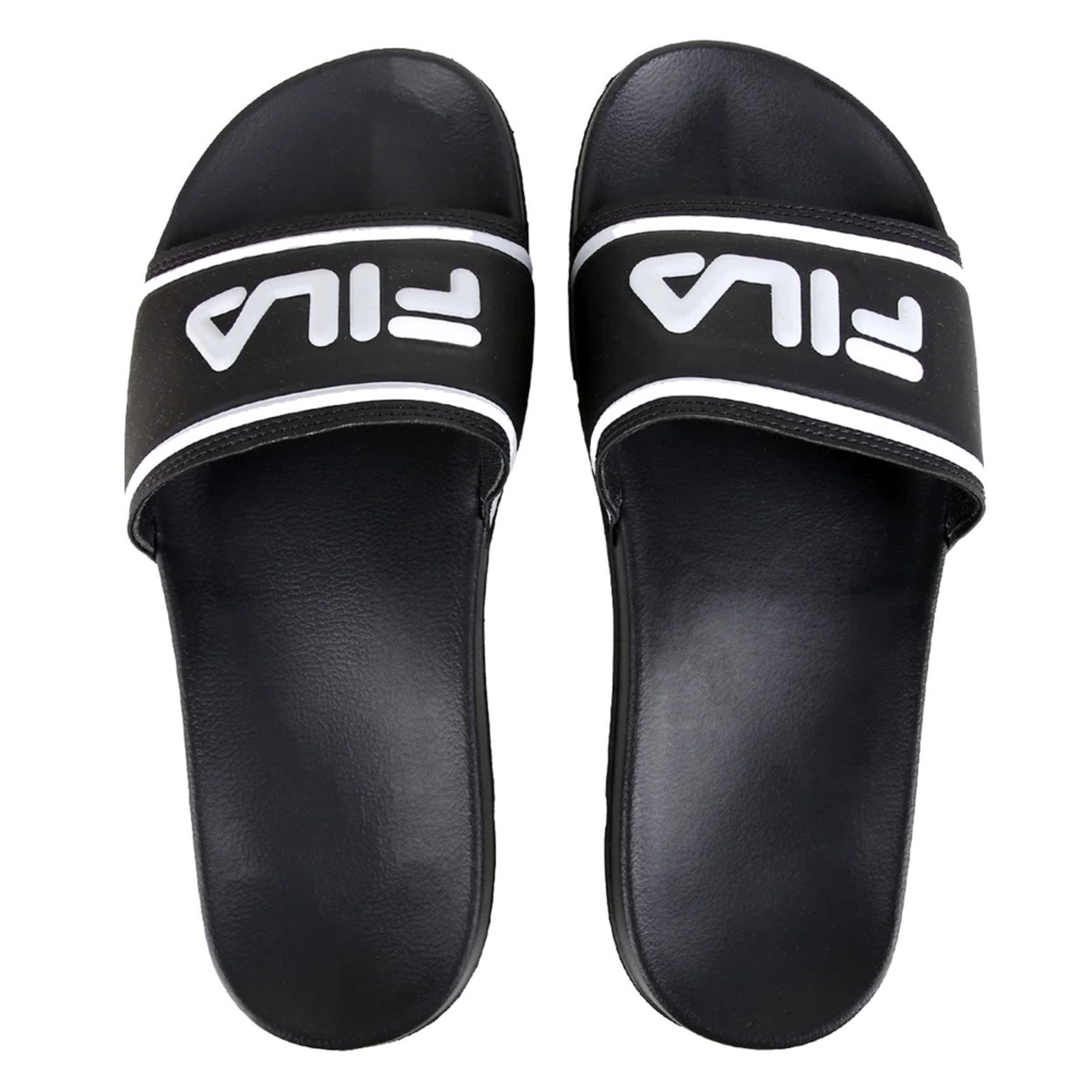 Chinelo Slide Fila Drifter Stripes Masculino - Preto e Prata - Marca Fila