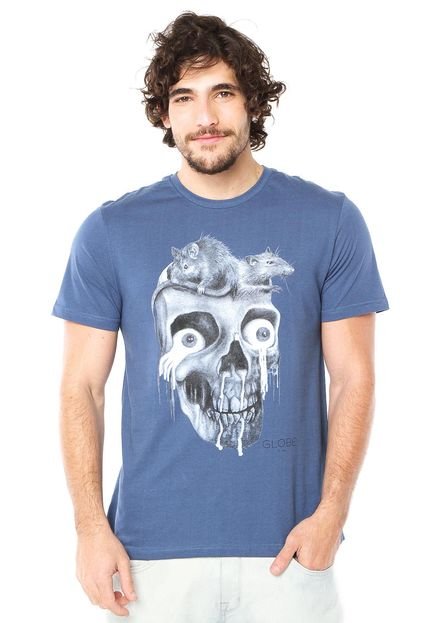 Camiseta Globe Skin Rat Skull Off Azul - Marca Globe