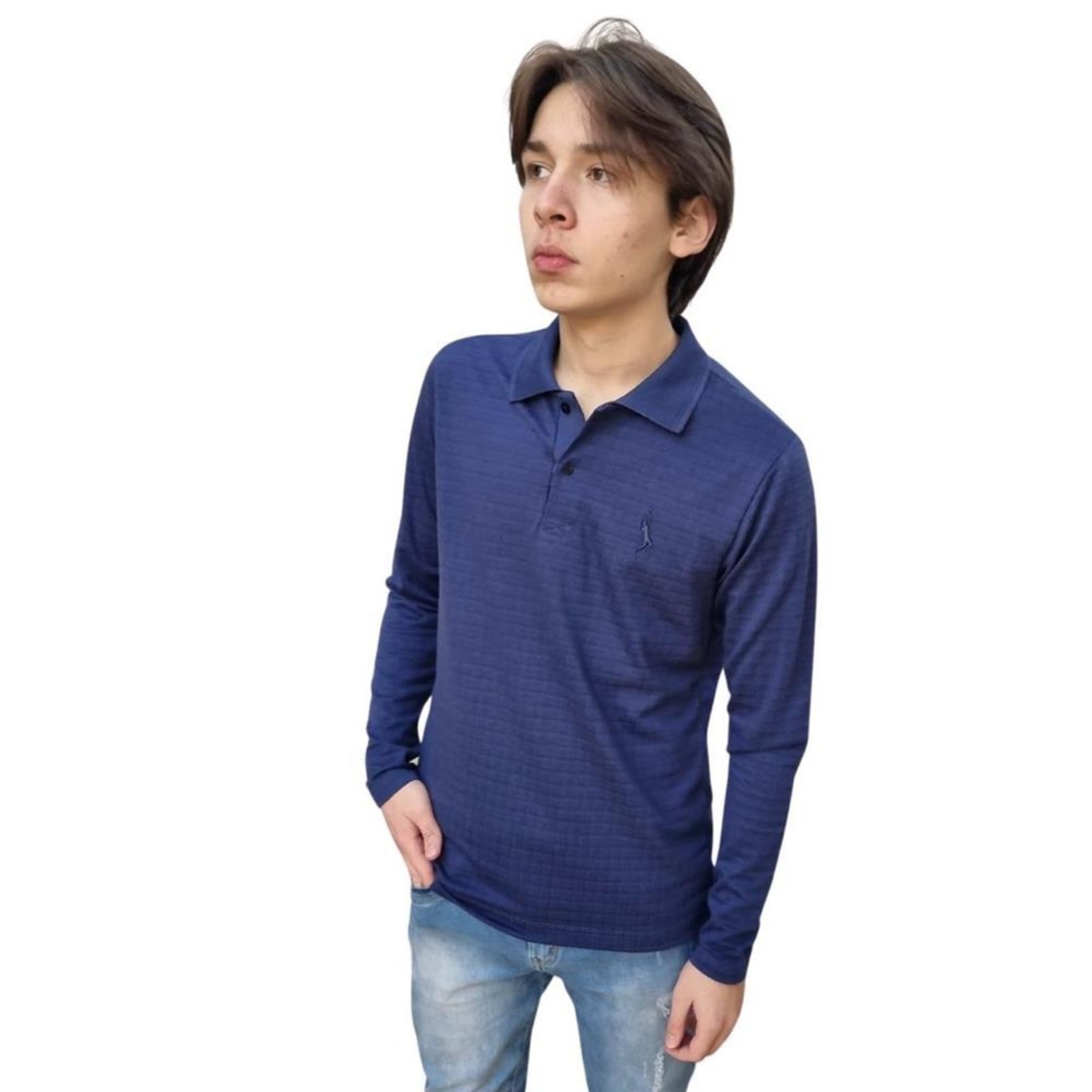 Camisa Polo Masculina Básica Algodão Manga Longa Casual Slim - Marca John Pull