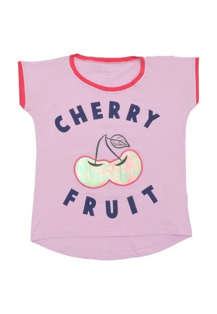Camiseta Fun Friends Kids Curto Menina Frutas Rosa - Marca Fun Friends Kids