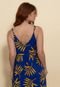 Vestido Ingrid Folhagem Tropical Azul - Marca Aura