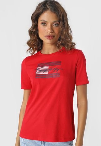 Camiseta Tommy Hilfiger Logo Vermelha - Compre Agora