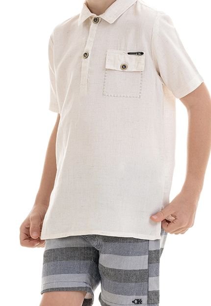 Conjunto Camisa Bermuda Infantil Branca Ok & Pakita 1 Branco - Marca Ok & Friends