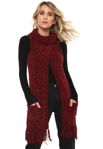 Poncho Canal Chenille Vinho - Marca Canal
