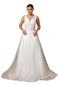 Vestido Longo de Noiva Casamento Renda Detalhes Pedraria Rendado Lilith Branco - Marca Cia do Vestido