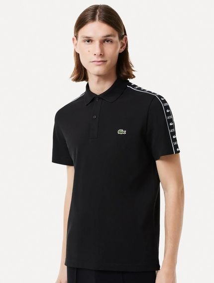 Polo Lacoste Masculina Piquet Stripe Stretch Preta - Marca Lacoste