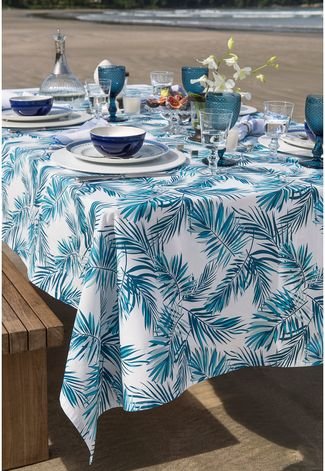 Toalha de Mesa Santista Retangular Home Design Tropical 1,60x2,10m Azul