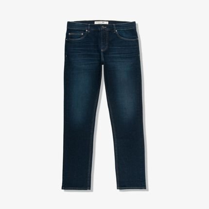 Calça jeans masculina straight fit em algodão com elastano - Marca Lacoste