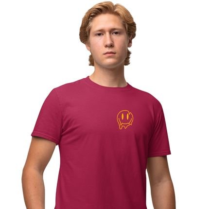 Camisa Camiseta Genuine Grit Masculina Estampada Algodão 30.1 Smile - P - Bordo - Marca Genuine