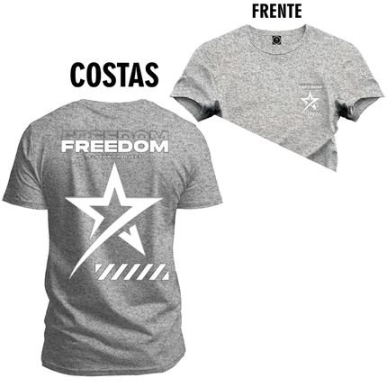 Camiseta Plus Size Estampada Premium T-Shirt Freedon Frente Costas - Cinza - Marca Nexstar