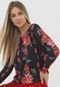 Blusa Malwee Floral Preta - Marca Malwee