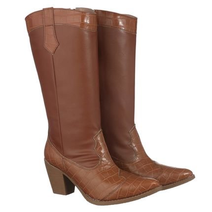 Bota Feminina Texana Western Caramelo Lançamento - Marca Carolla Shoes