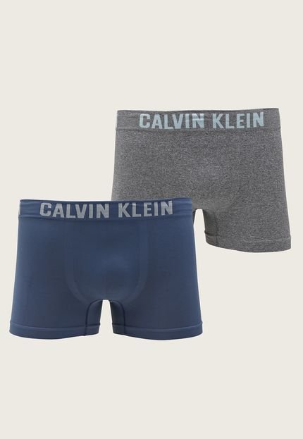 Kit 2pçs Cueca Calvin Klein Underwear Boxer Trunk Sem Costura Azul/Cinza - Marca Calvin Klein Underwear