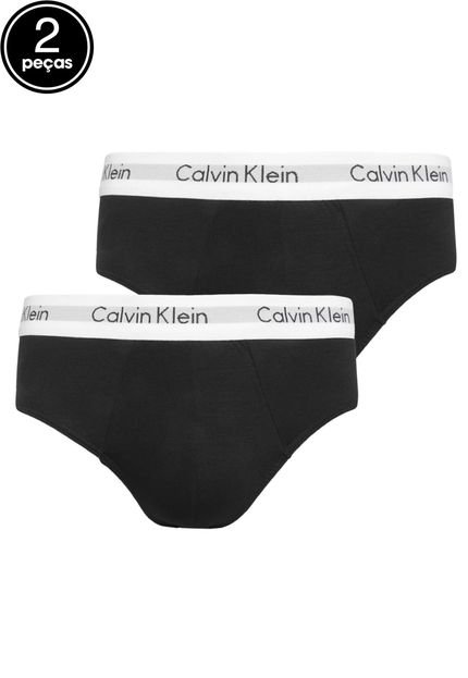 Kit 2pçs Cuecas Calvin Klein Underwear Slip Logo Preto - Marca Calvin Klein Underwear