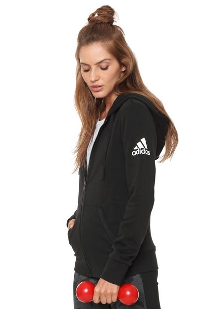 Moletom Flanelado Aberto adidas Performance Essential Solids Preto - Marca adidas Performance