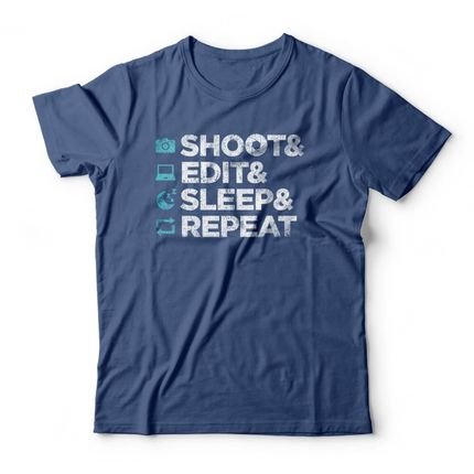 Camiseta Shoot Repeat - Azul Genuíno - Marca Studio Geek 