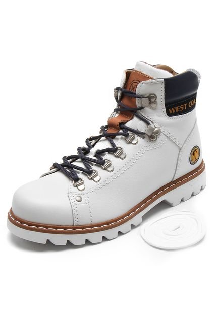 Bota Couro West Coast Worker Classic Branca - Marca West Coast