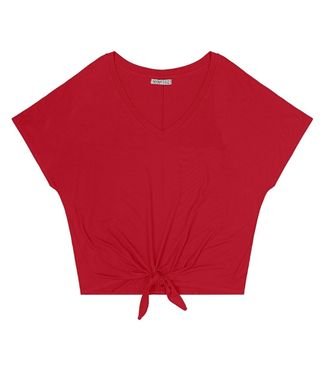Blusa Feminina Plus Size Decote V Secret Glam Vermelho