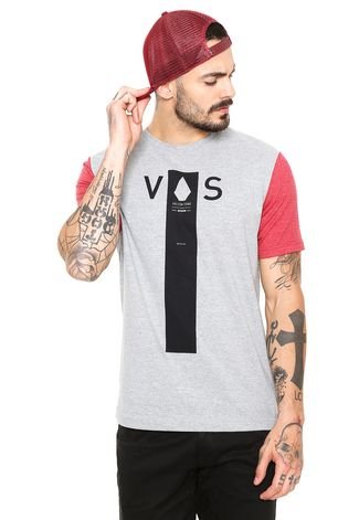 Camiseta Volcom Shaver Cinza/Vermelha