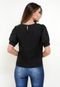 Blusa Intens Manga Curta Crepe Preto - Marca Intens