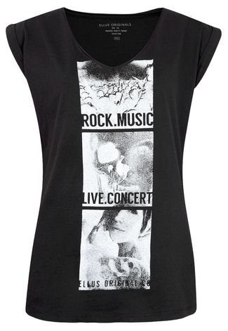 Camiseta Ellus Rock Live Preta