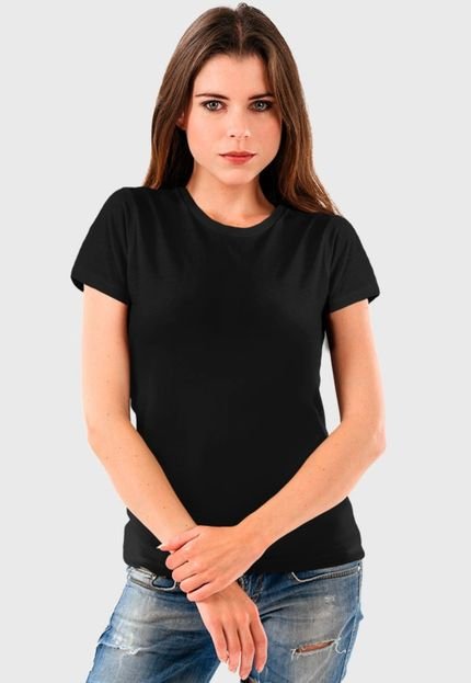 Camiseta Feminina Preta Lisa Algodão Premium Benellys - Marca Benellys