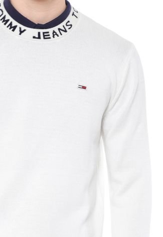 Suéter Tommy Jeans Neck Logo Sweat Branco