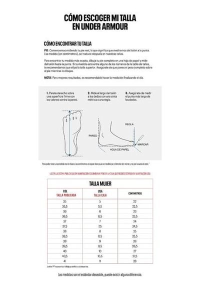 Tallas zapatos shop under armour bogota