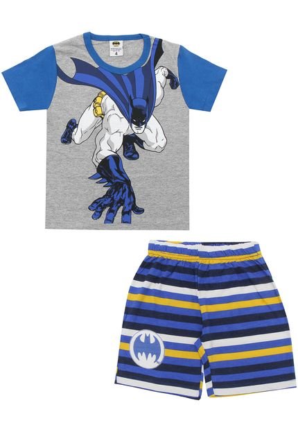 Pijama Lupo Curto Menino Batman Cinza/Azul - Marca Lupo