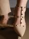 Sapatilha Slingback Detalhes Spikes Couro Nude CBK  Bege - Marca CHIBINSKI