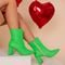 Bota Feminino Cano Médio Claudia Salto Geométrico Bico Fino Verde Neon - Marca Pé Vermelho Calçados