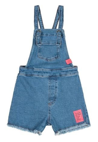 Jardineira em Jeans Infantil para Menina Quimby Azul