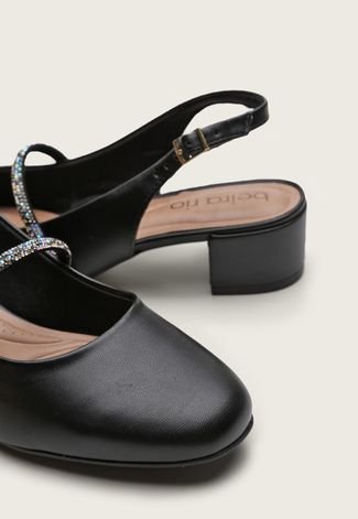 Scarpin Slingback Beira Rio Pedraria Preta