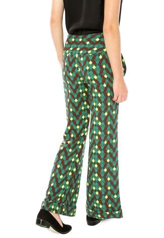 Calça FARM Pantalona Geométrica Verde